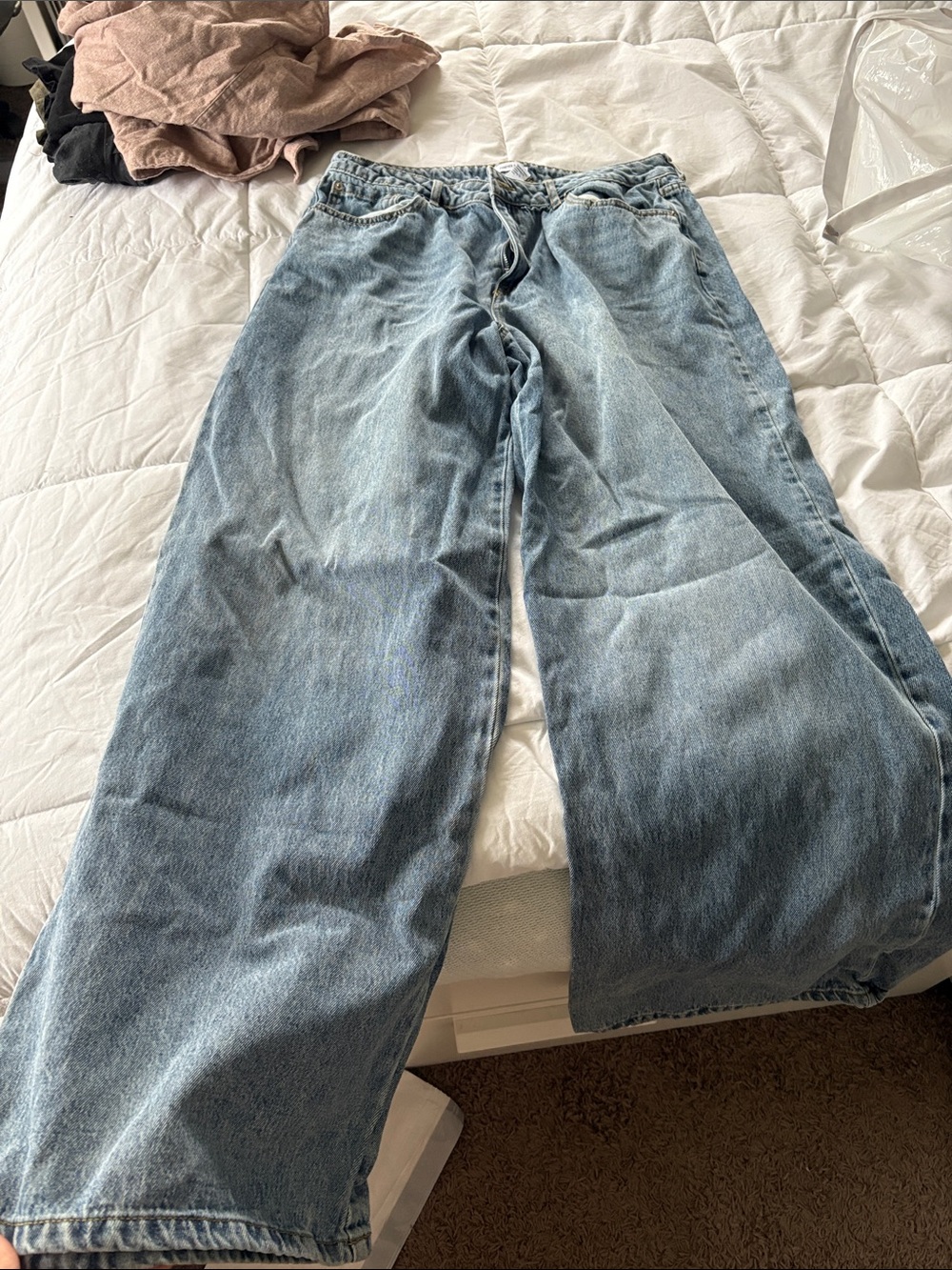 Forever 21 Light Blue Red Bow Wide-Leg Jeans